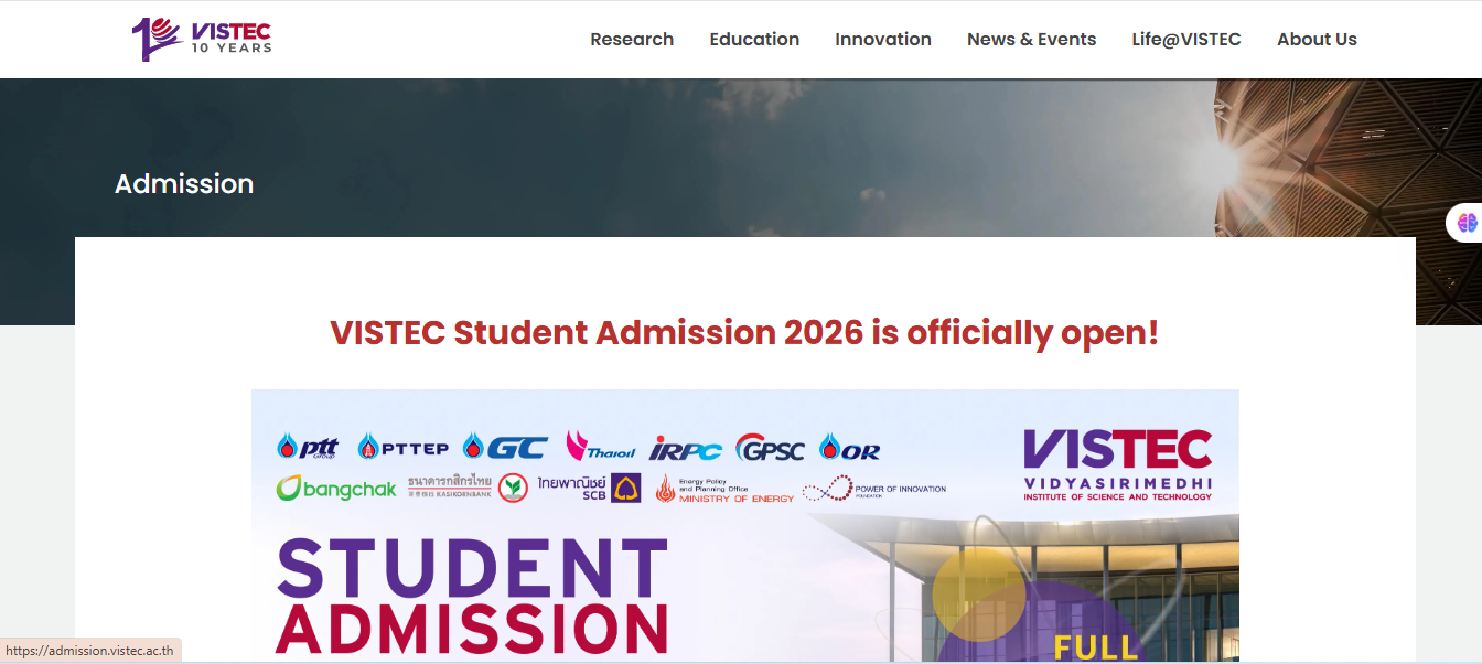 VISTEC Scholarships 2026