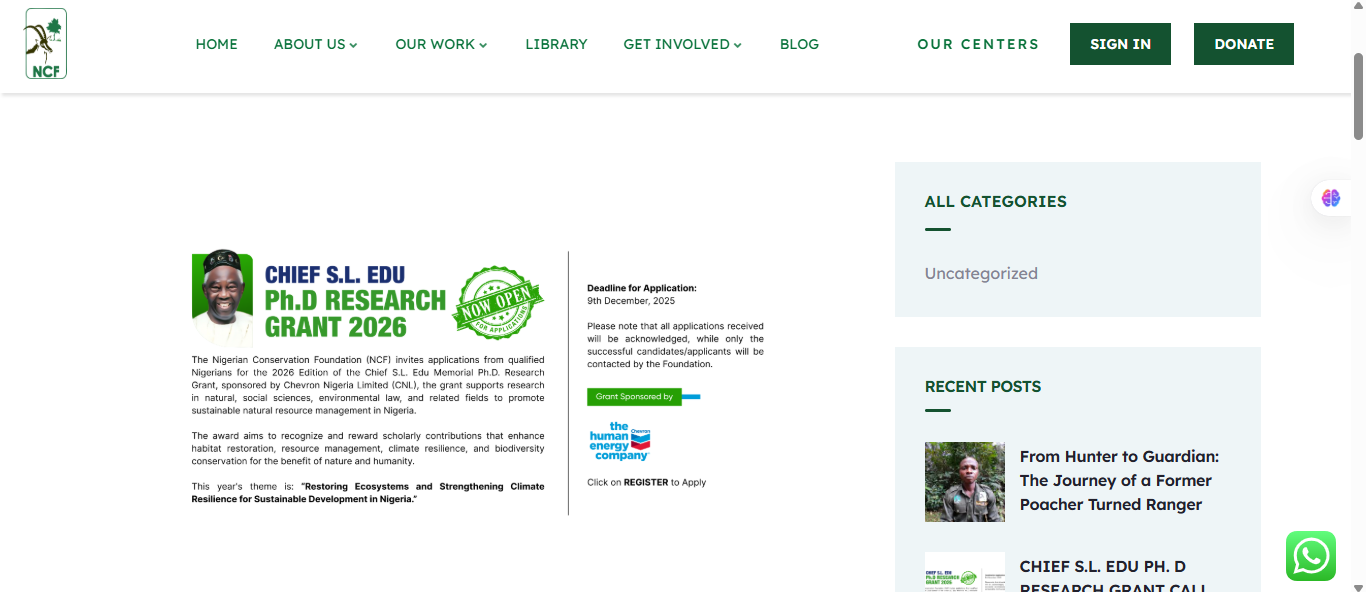 Chief S.L Edu Ph.D Research Grant 2026