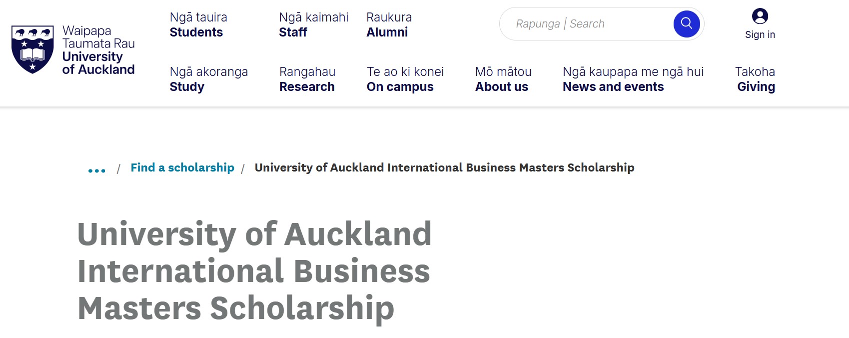 University of Auckland International Business Scholarship 2026