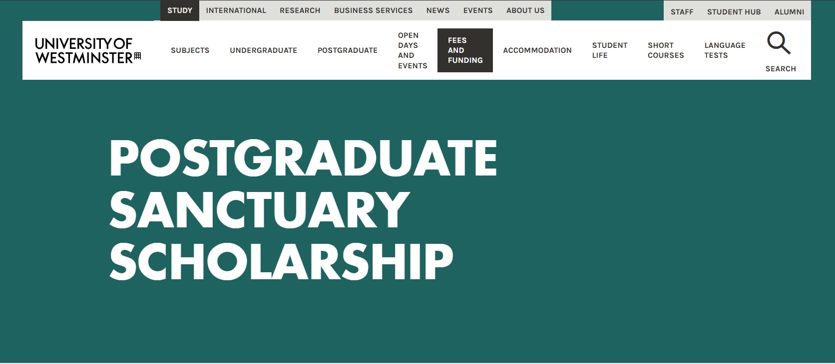 University of Westminster Sanctuary Scholarship in UK 2026