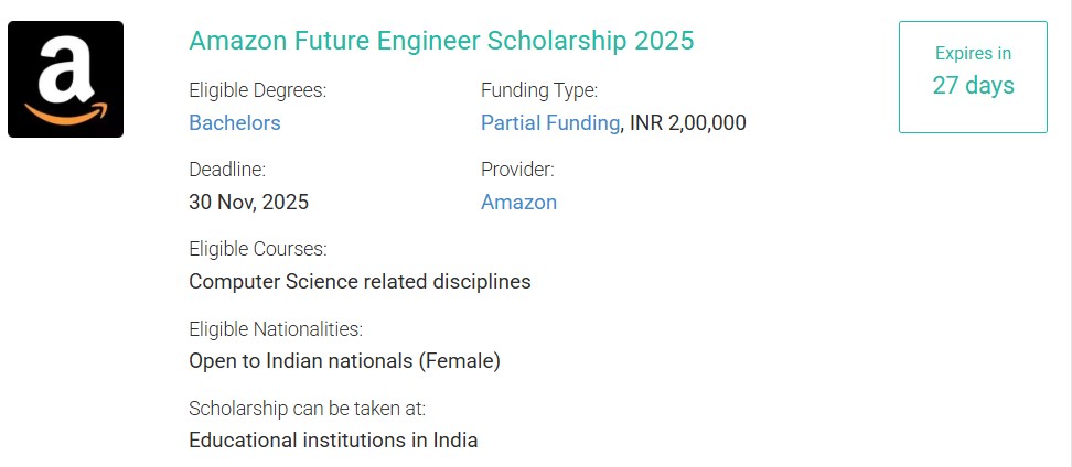 Amazon Future Engineer Scholarship 2025