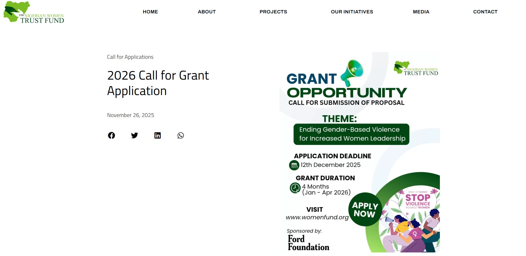 Nigerian Women Trust Fund (NWTF) Grant 2025