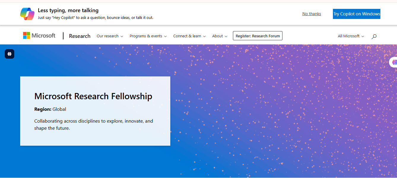 Microsoft Research Fellowship 2026