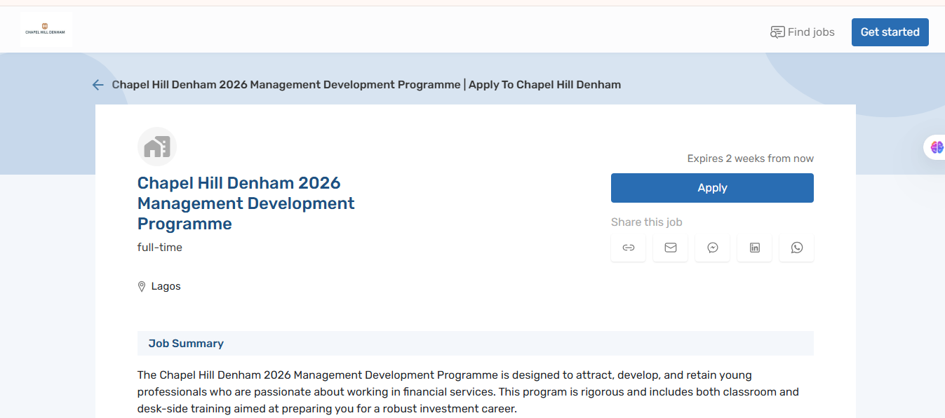 Chapel Hill Denham’s Management Development Programme