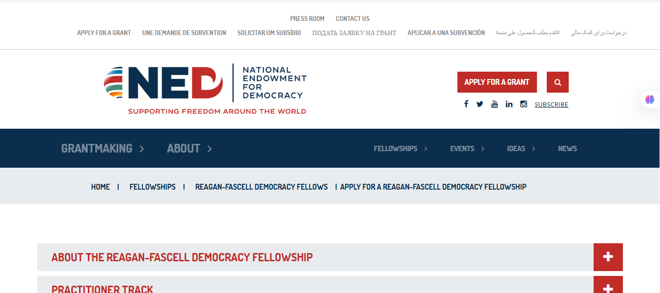 Reagan-Fascell Democracy Fellowship 