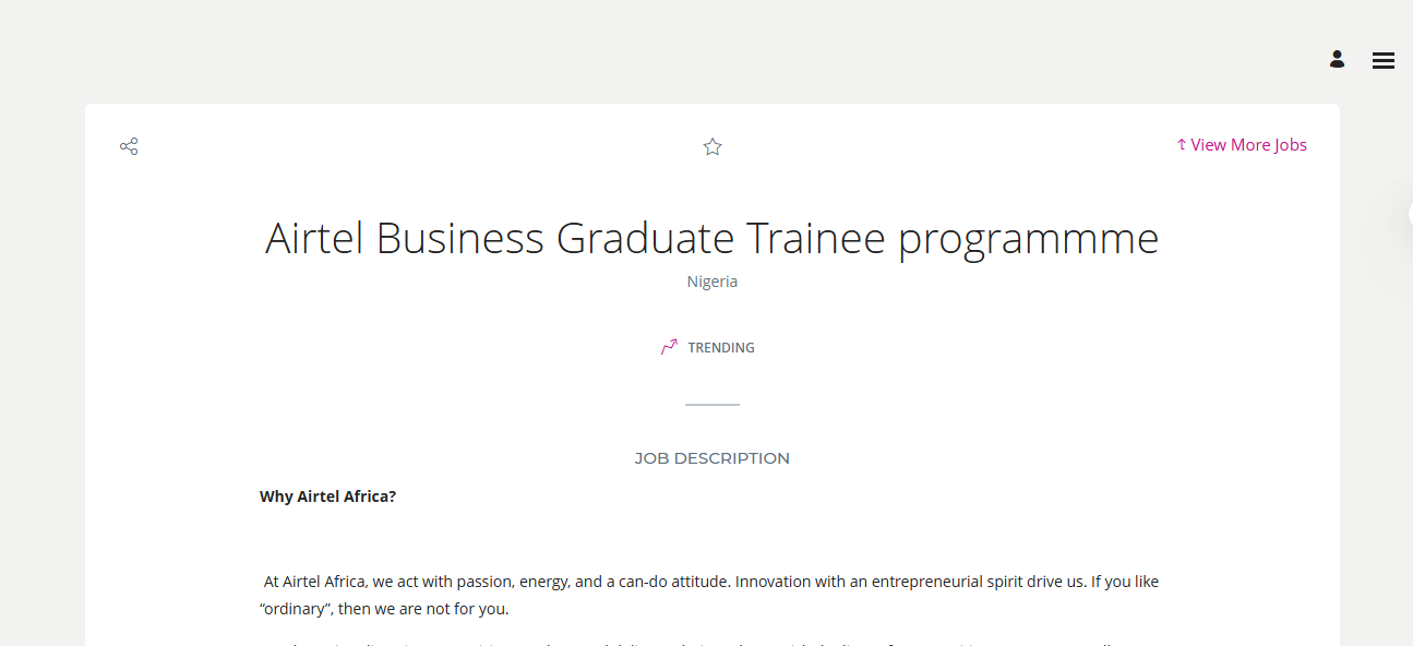 Airtel Business Graduate Trainee Program