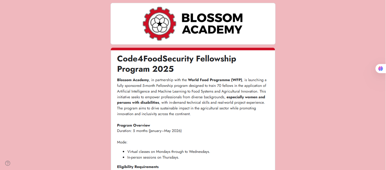 Blossom Academy Code4FoodSecurity Fellowship