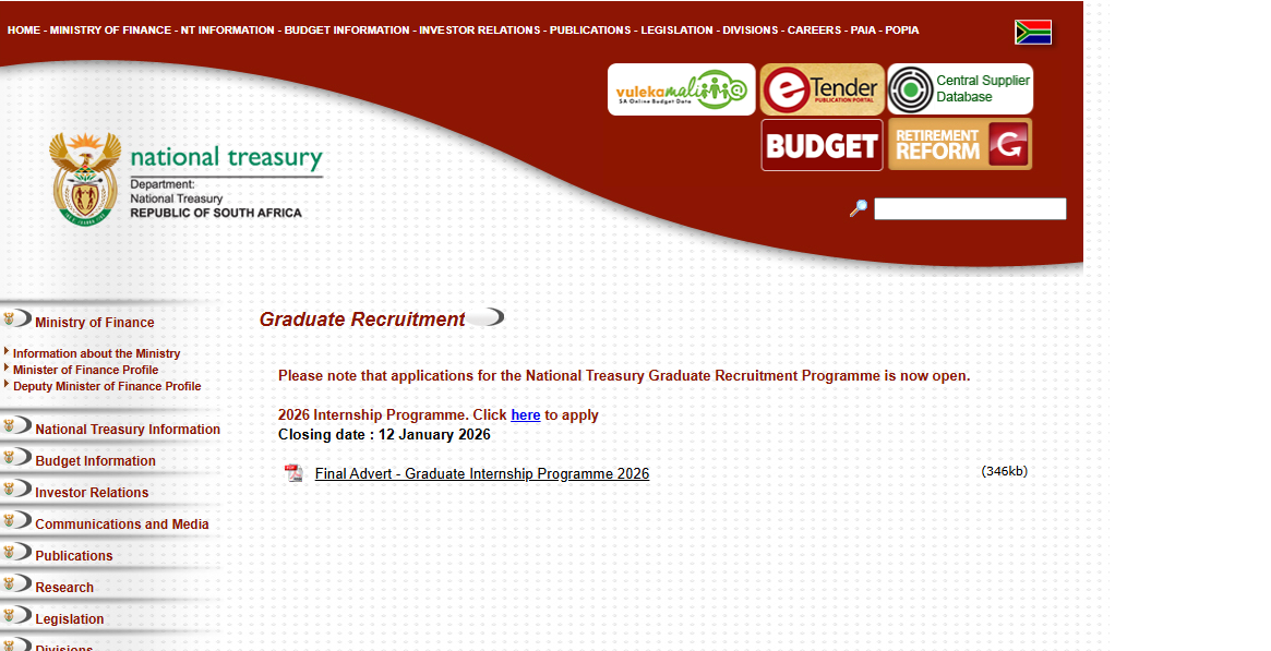 National Treasury Internship Program