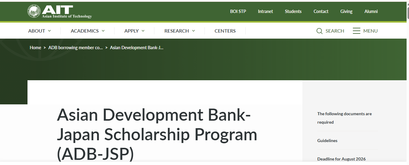 ADB Scholarship Program 2026
