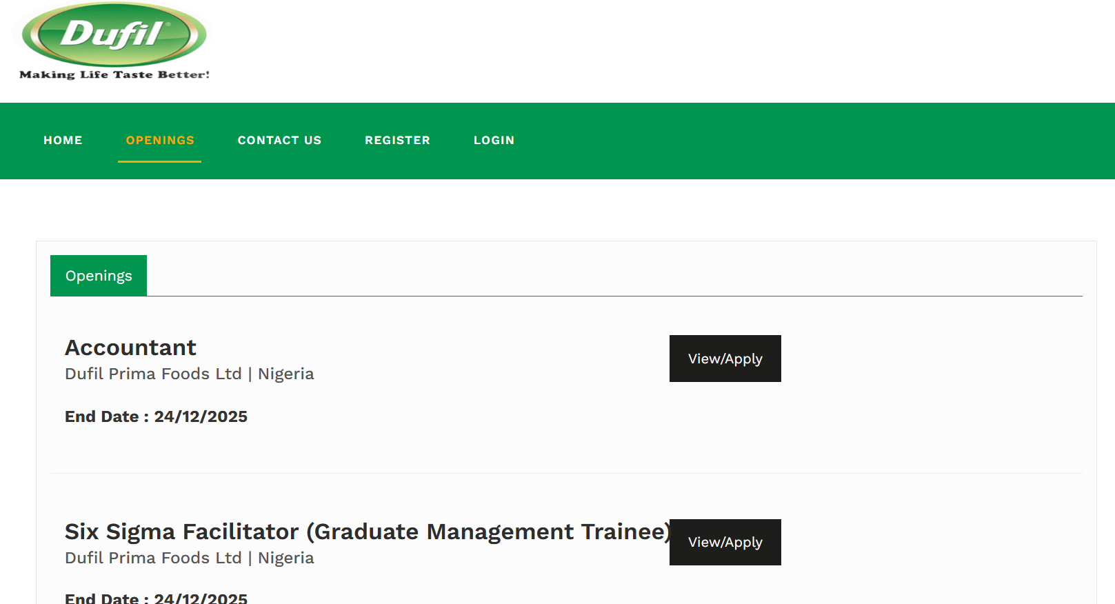 Dufil Prima Indomie Graduate Trainee Programme
