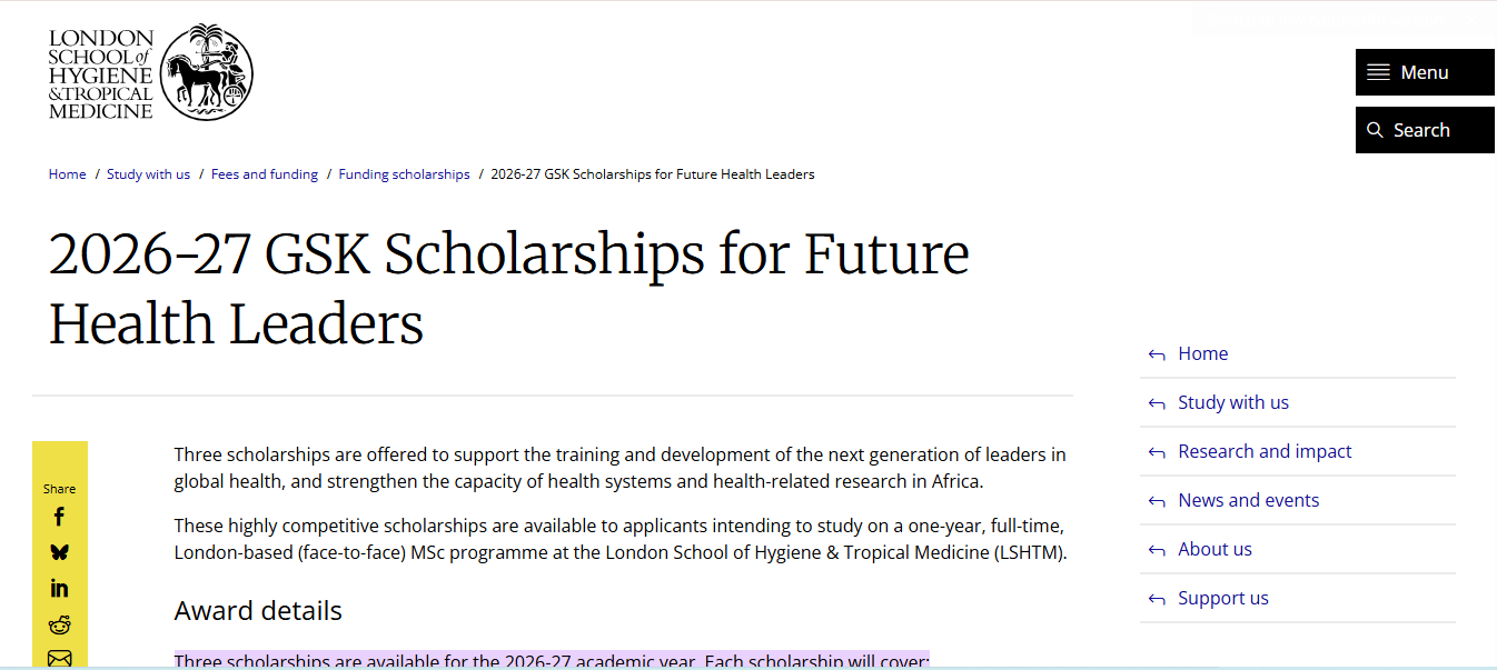 GSK Scholarships 2026