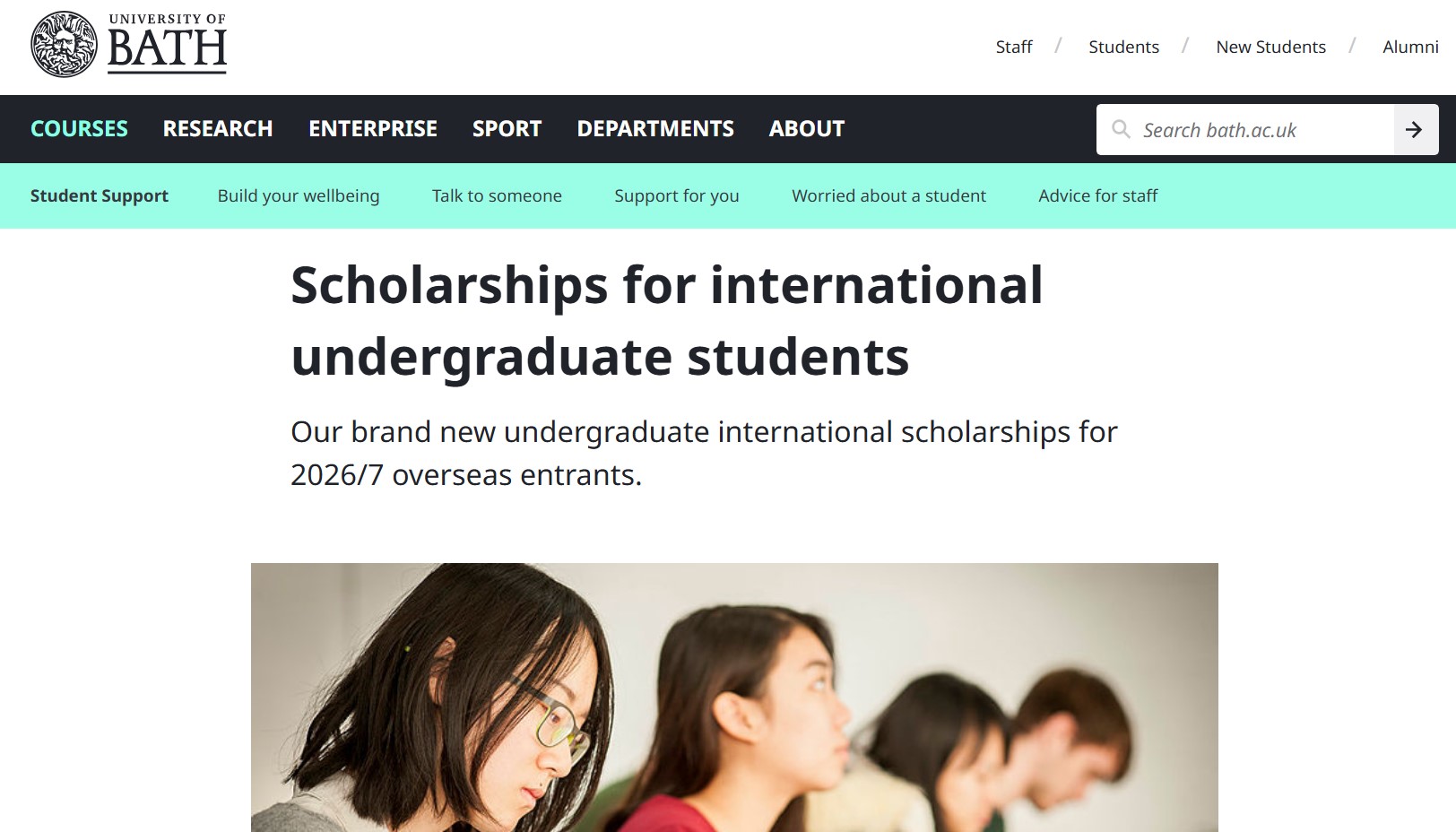 University of Bath International Excellence Scholarships
