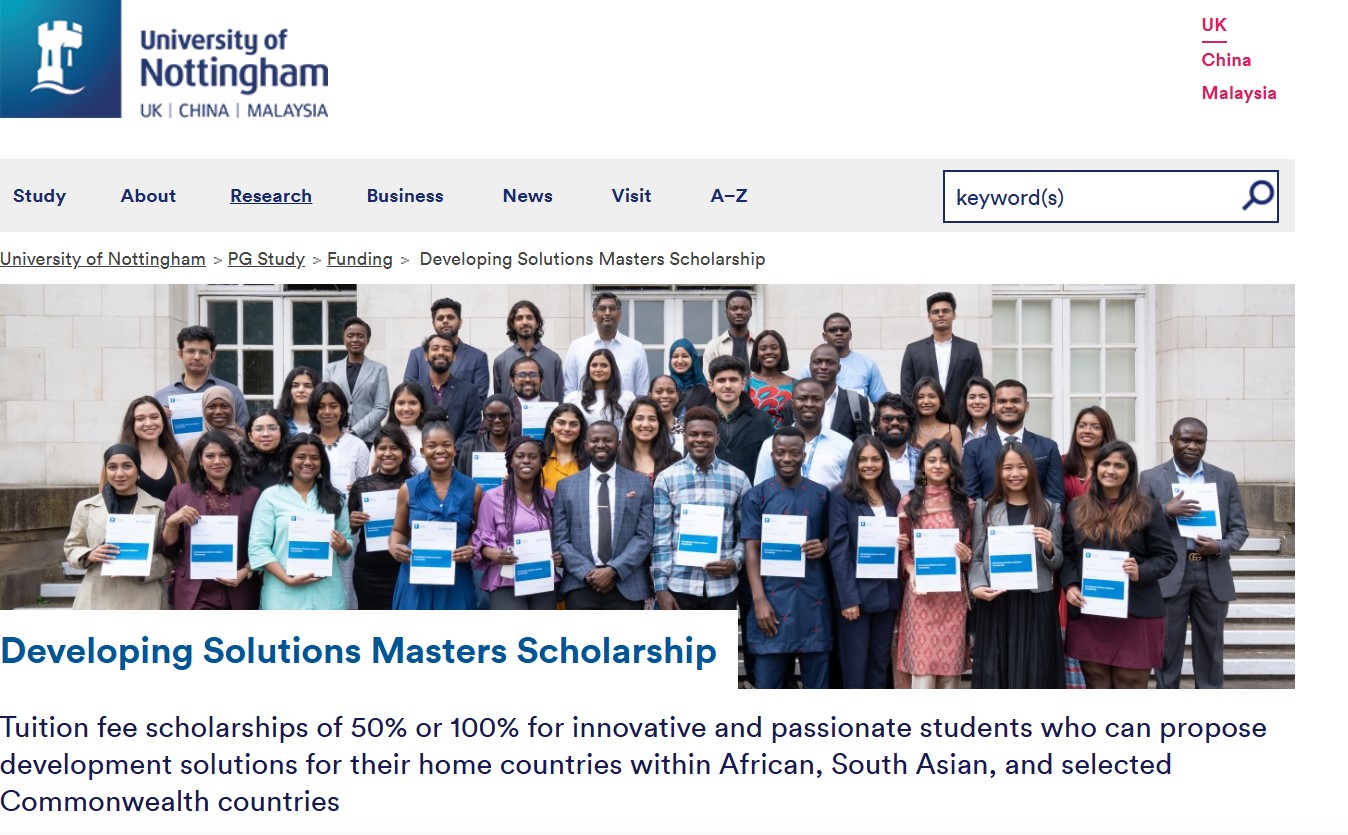 Developing Solutions Masters Scholarship 2026