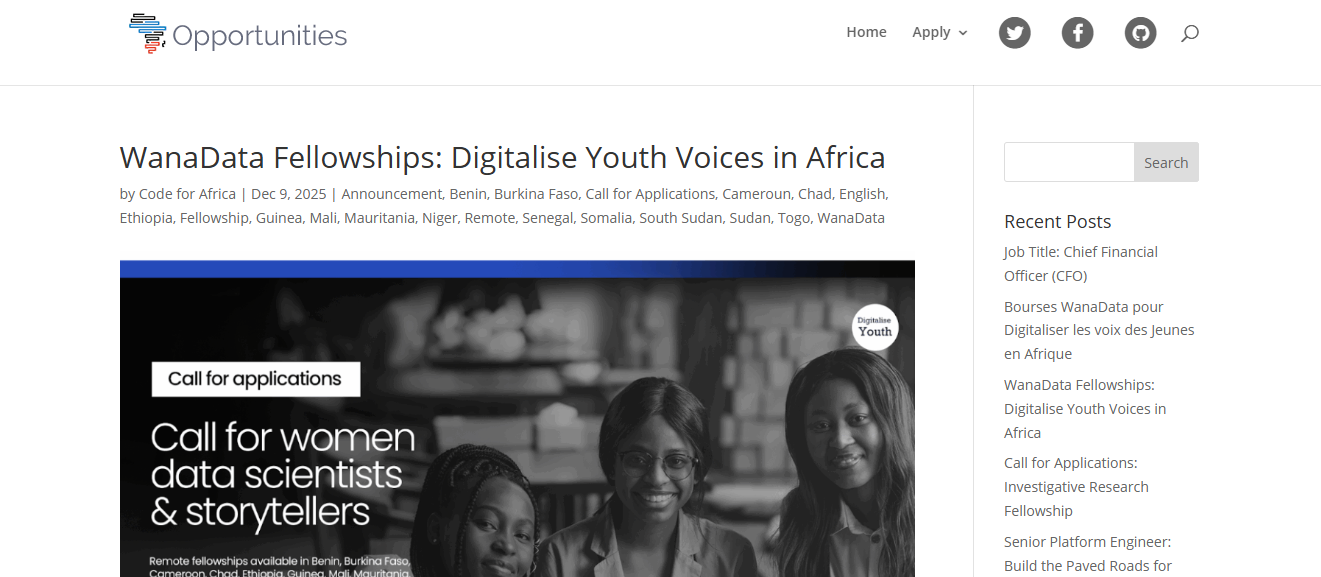Code for Africa (CfA) WanaData Fellowship