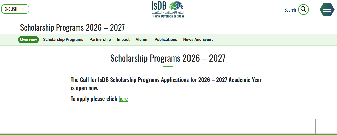 Islamic Development Bank (IsDB) Scholarship