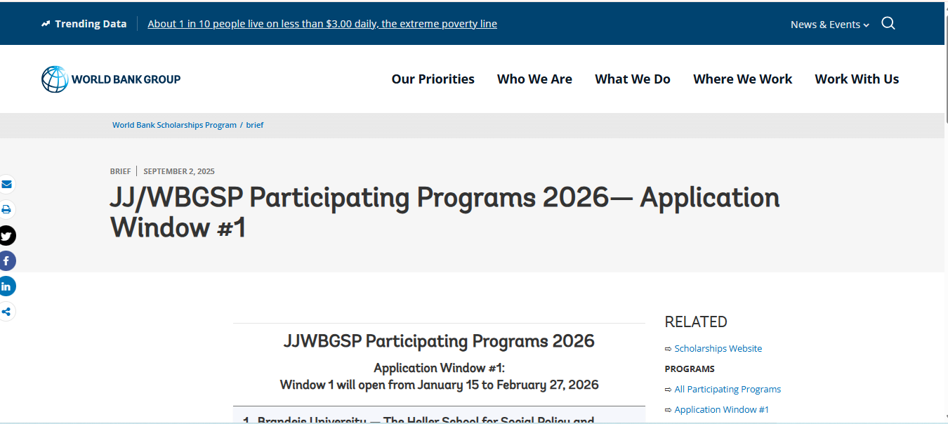 World Bank Graduate Scholarship