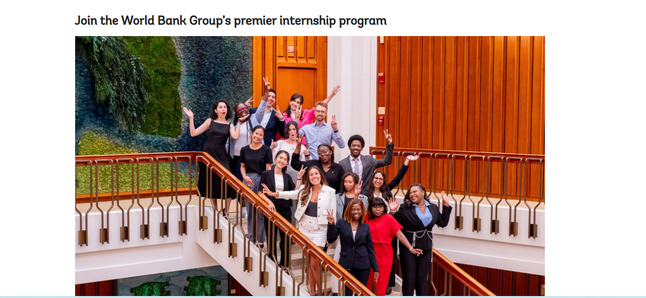 World Bank Group (WBG) Pioneers Internship