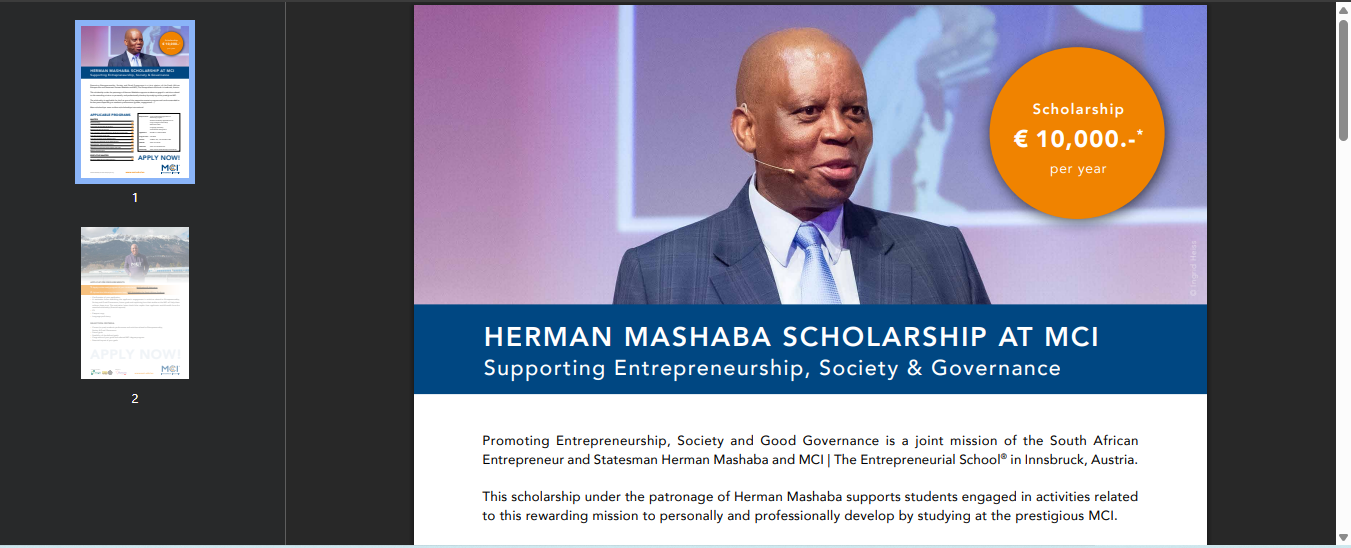 MCI-Herman Mashaba Scholarship