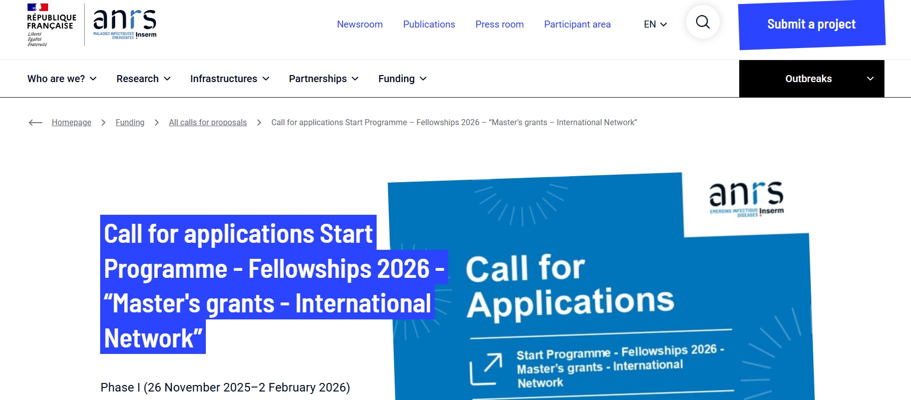 ANRS MIE International Network Fellowships 2026
