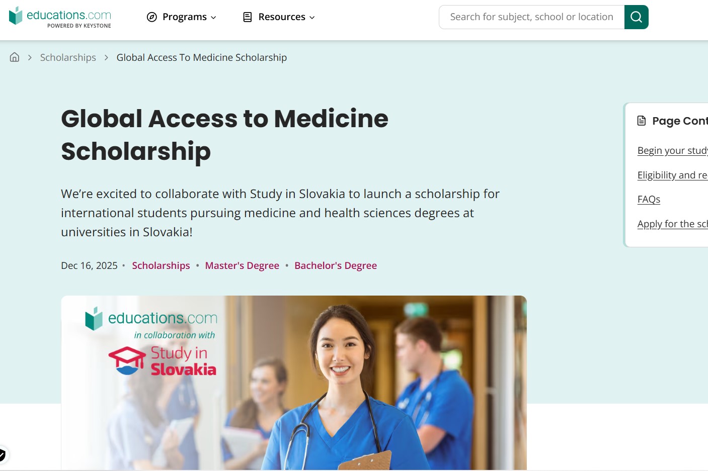 Global Access to Medicine Scholarship 2026 