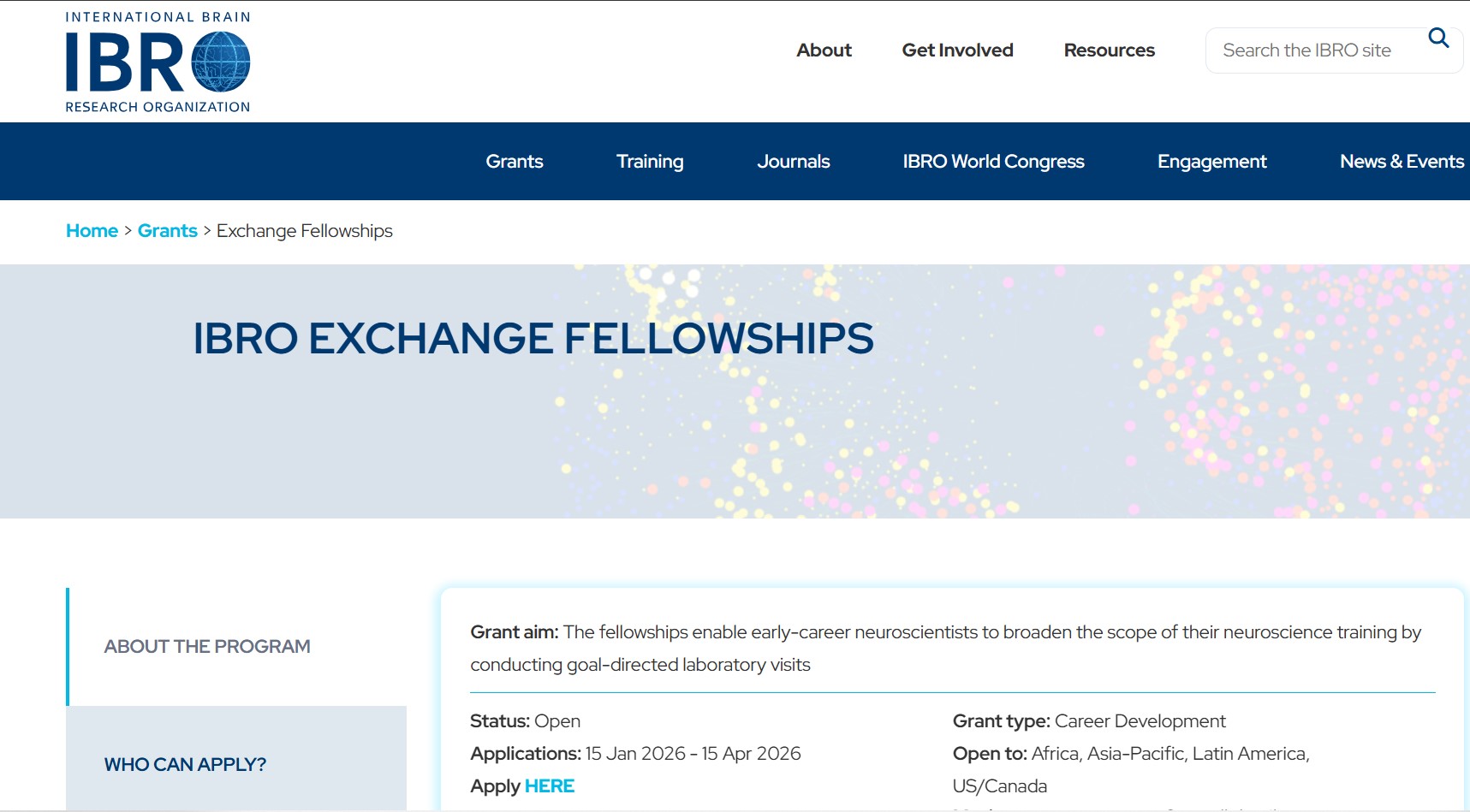 IBRO Exchange Fellowships 2026