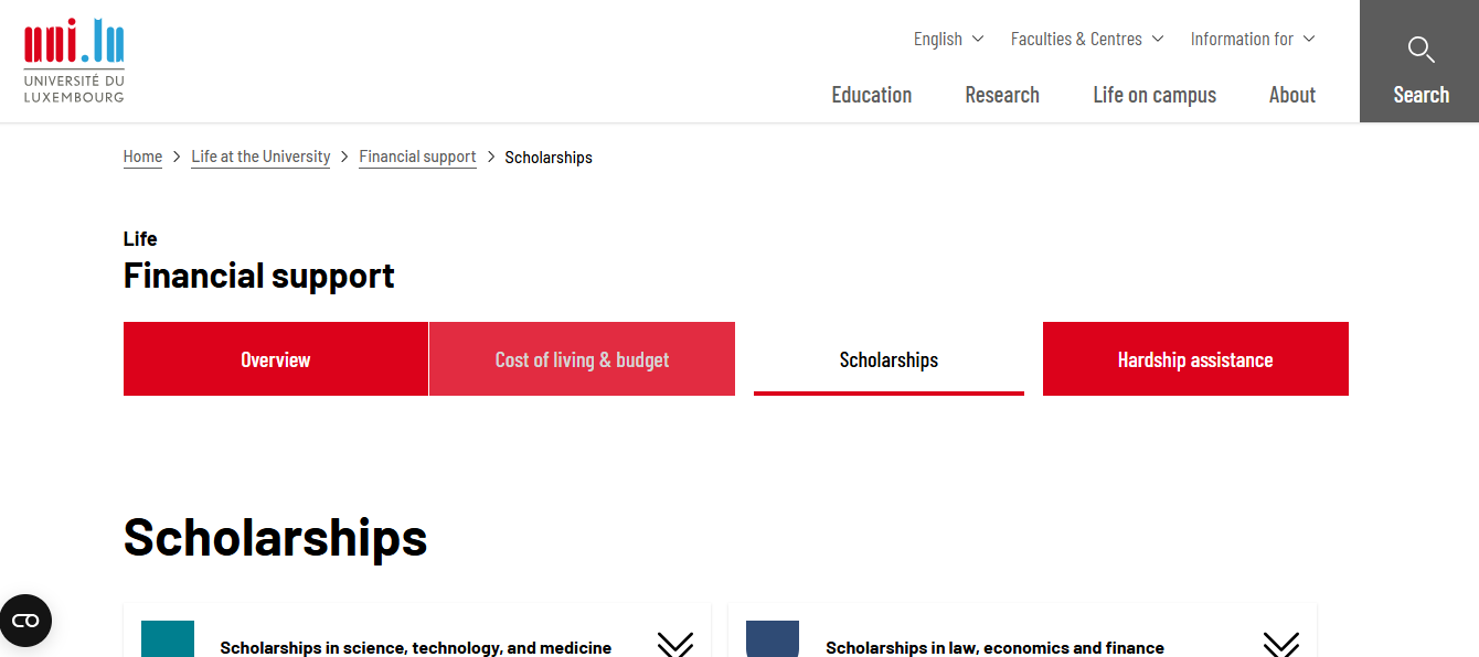 University of Luxembourg Scholarships 2026