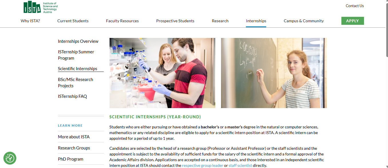 IST Scientific Internships in Austria