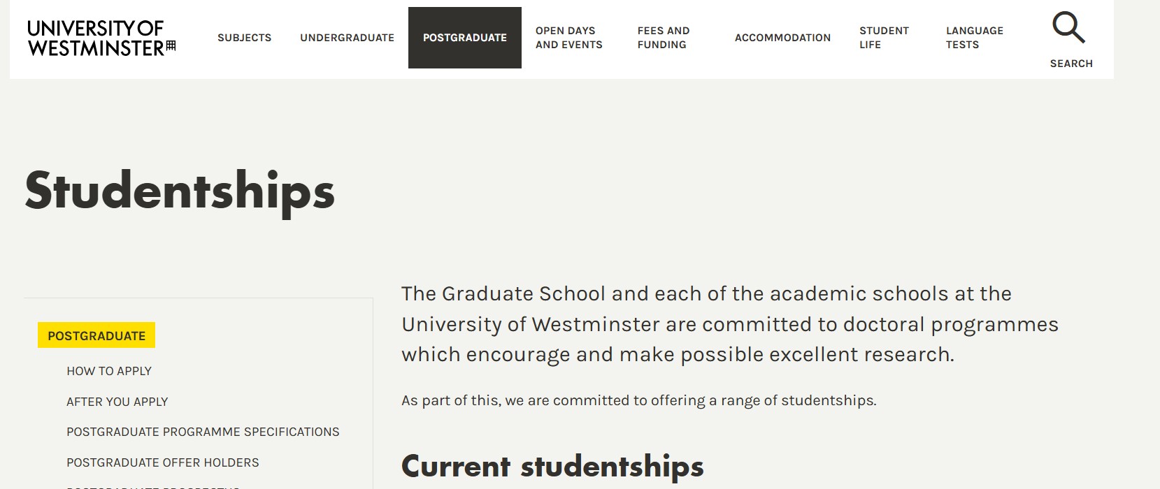 University of Westminster Studentships in UK 2026