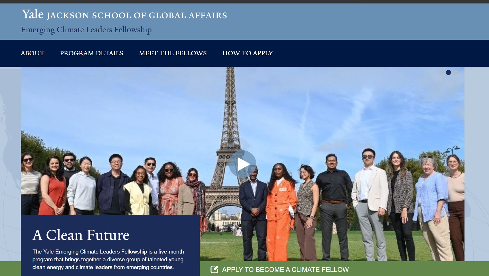 Yale University Emerging Climate Leaders Fellowship 2026 