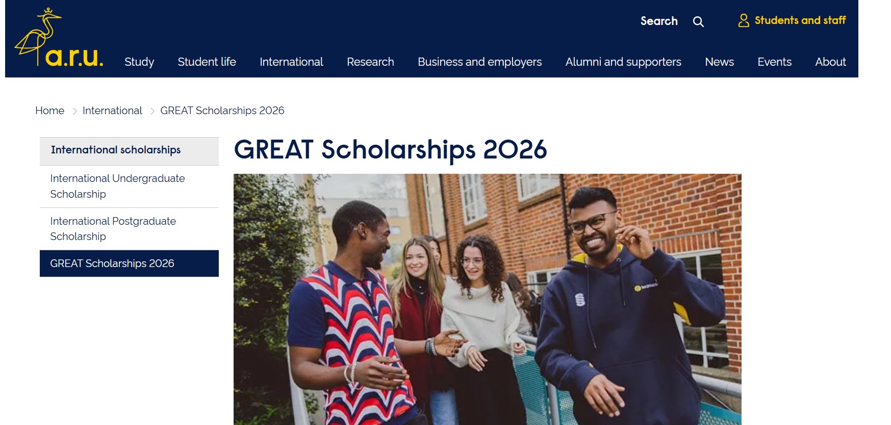 Anglia Ruskin University GREAT Scholarships 2026 