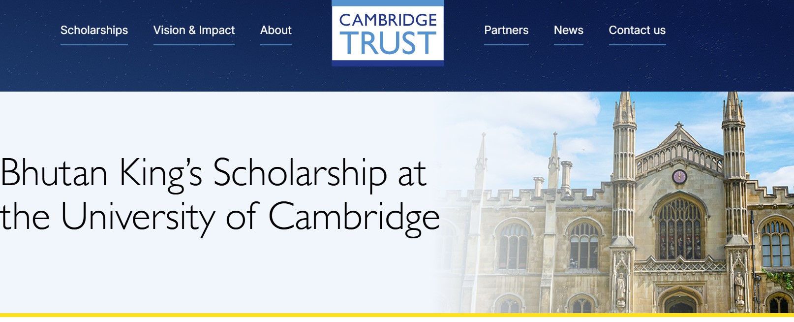 Bhutan King’s Scholarship at University of Cambridge 2026