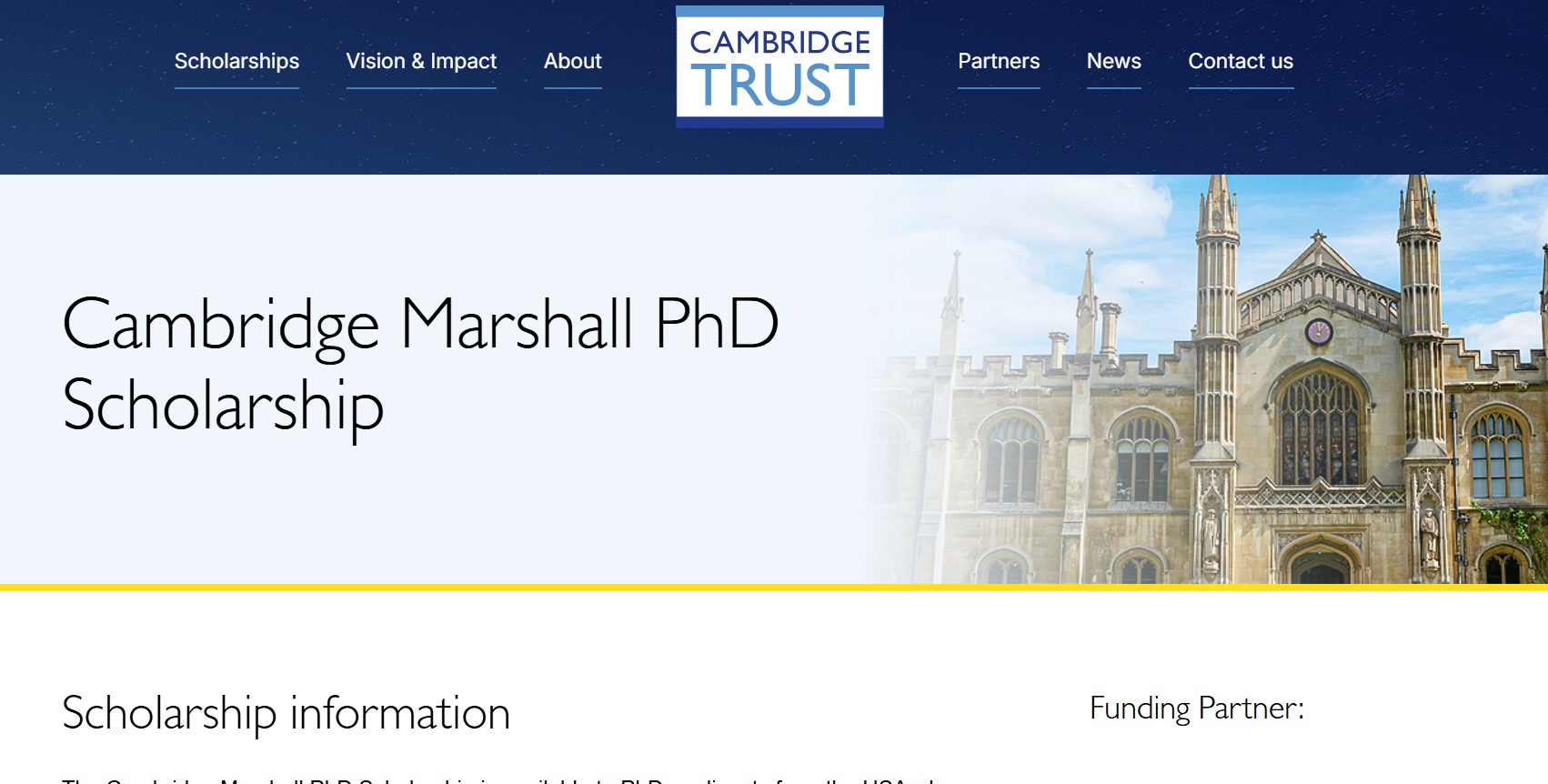 Cambridge Marshall PhD Scholarship 2026 