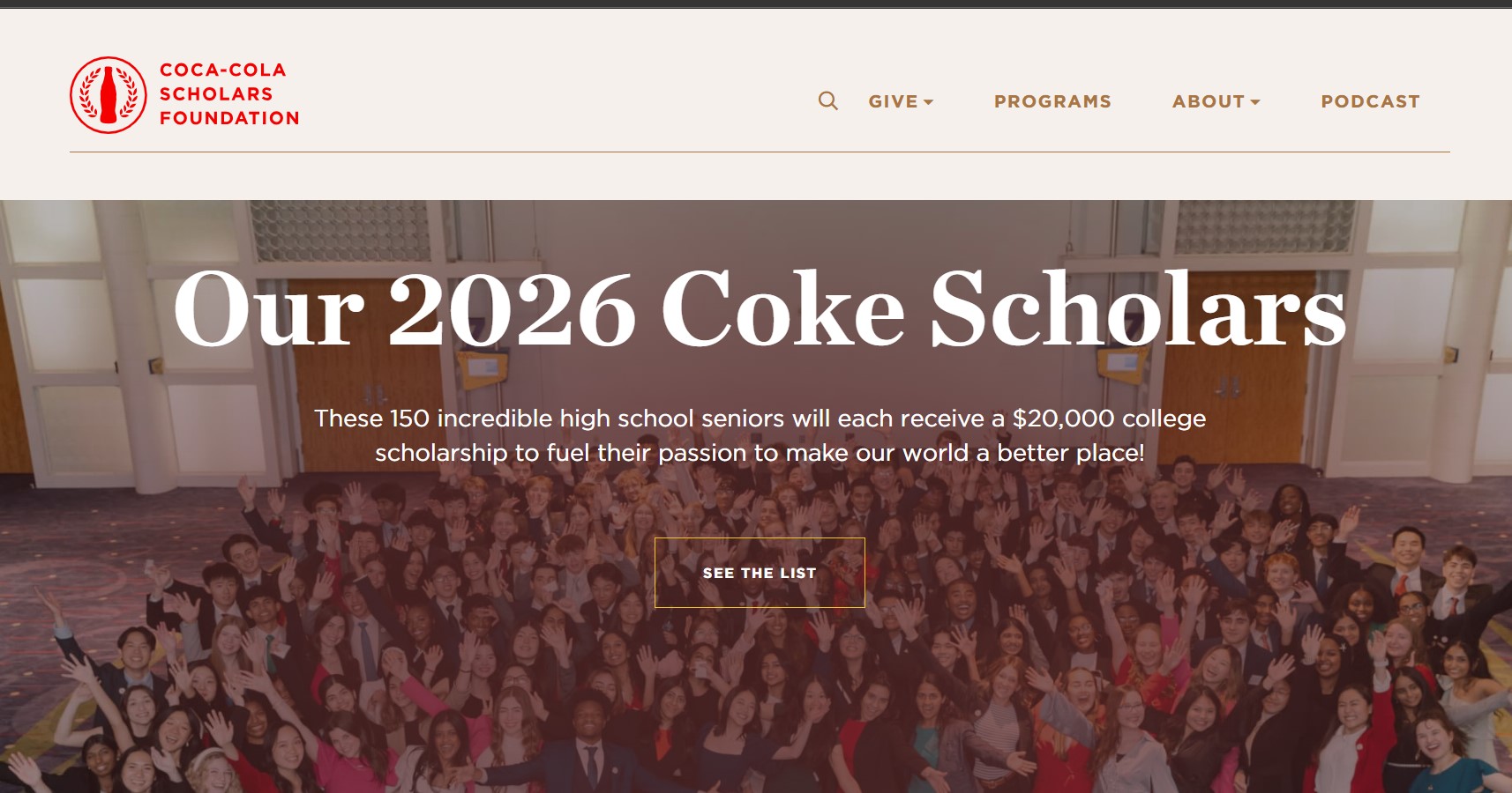 Coca-Cola Scholars Program 2026