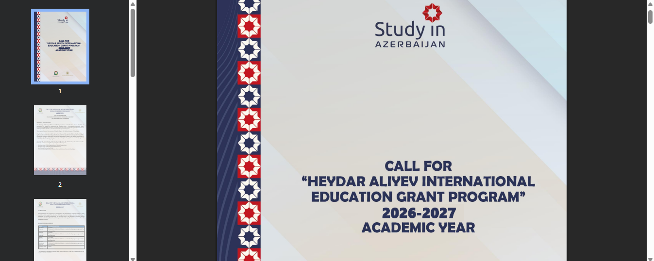 Heydar Aliyev International Education Grant Program 