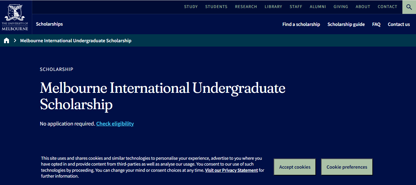 Melbourne International Undergraduate Scholarship