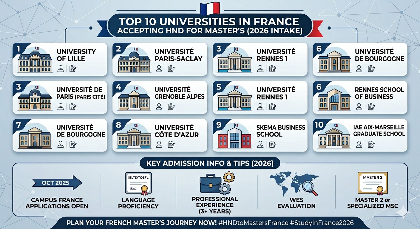 Top 10 Universities in France That Accept HND for Master’s