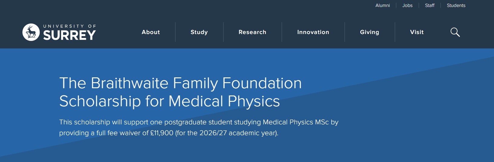 Braithwaite Family Foundation Scholarship for Medical Physics 2026