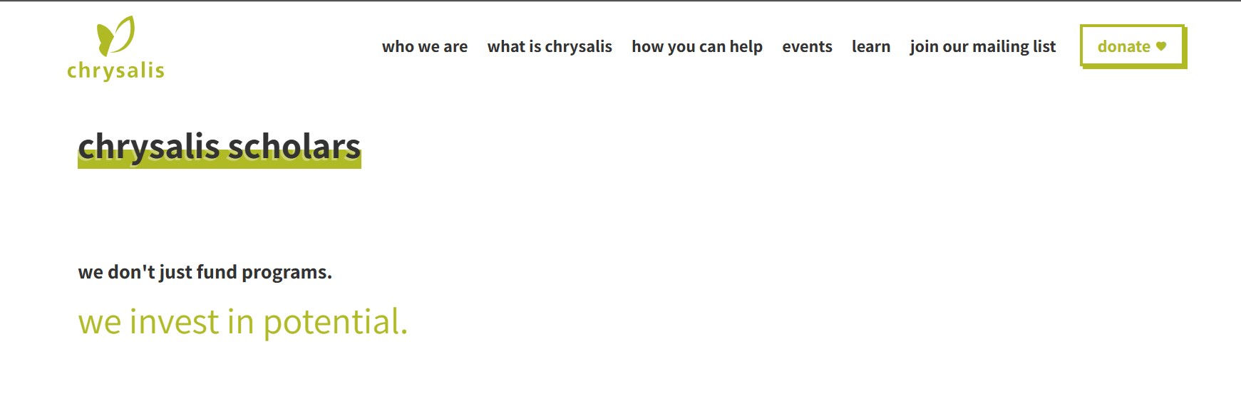 Chrysalis Scholars Program 2026