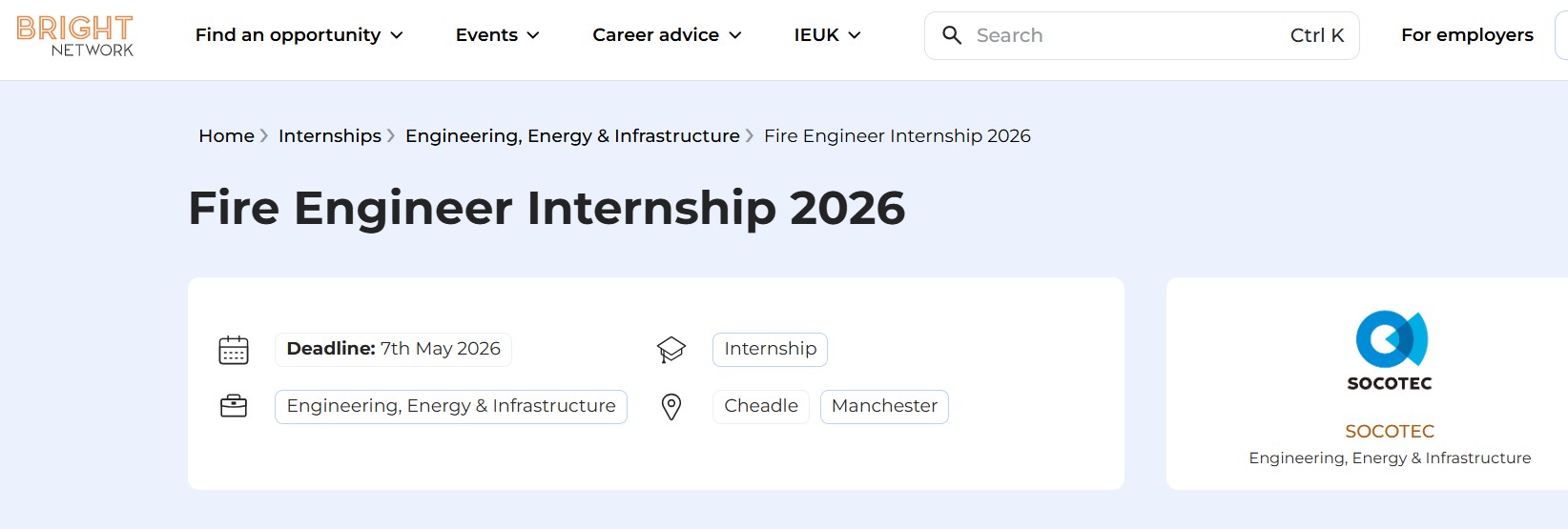 Fire Engineer Internship 2026 at SOCOTEC