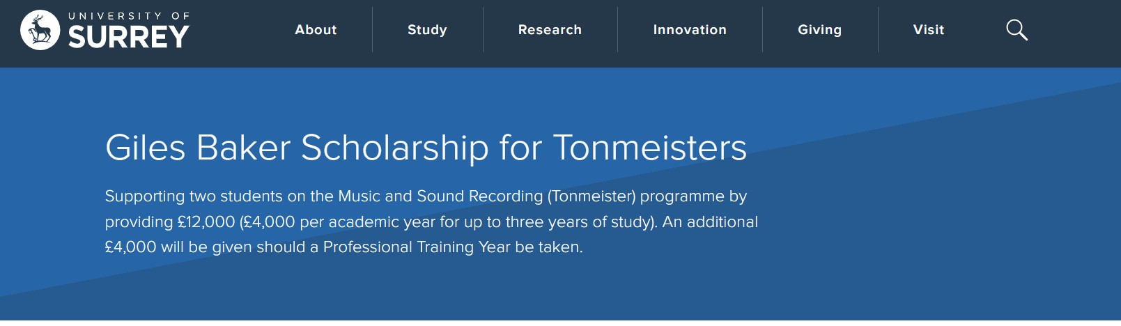 Giles Baker Scholarship for Tonmeisters 2026