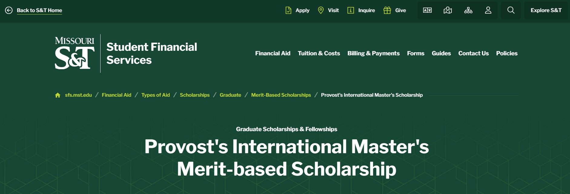 Provost’s International Master’s Merit-Based Scholarship 2026