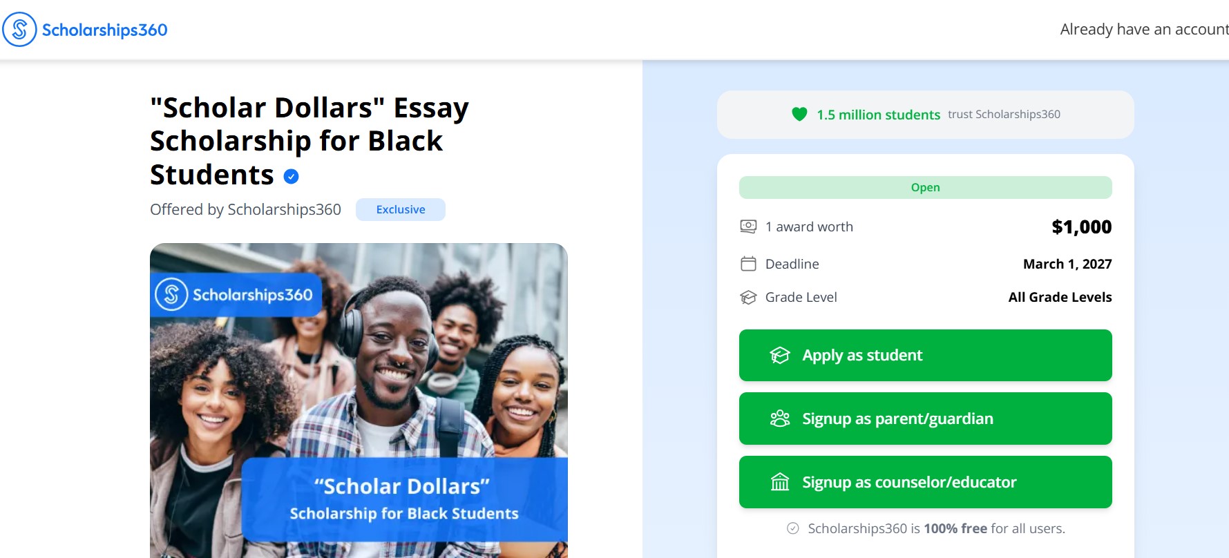 Scholar Dollars Essay Scholarship For Black Students 2026