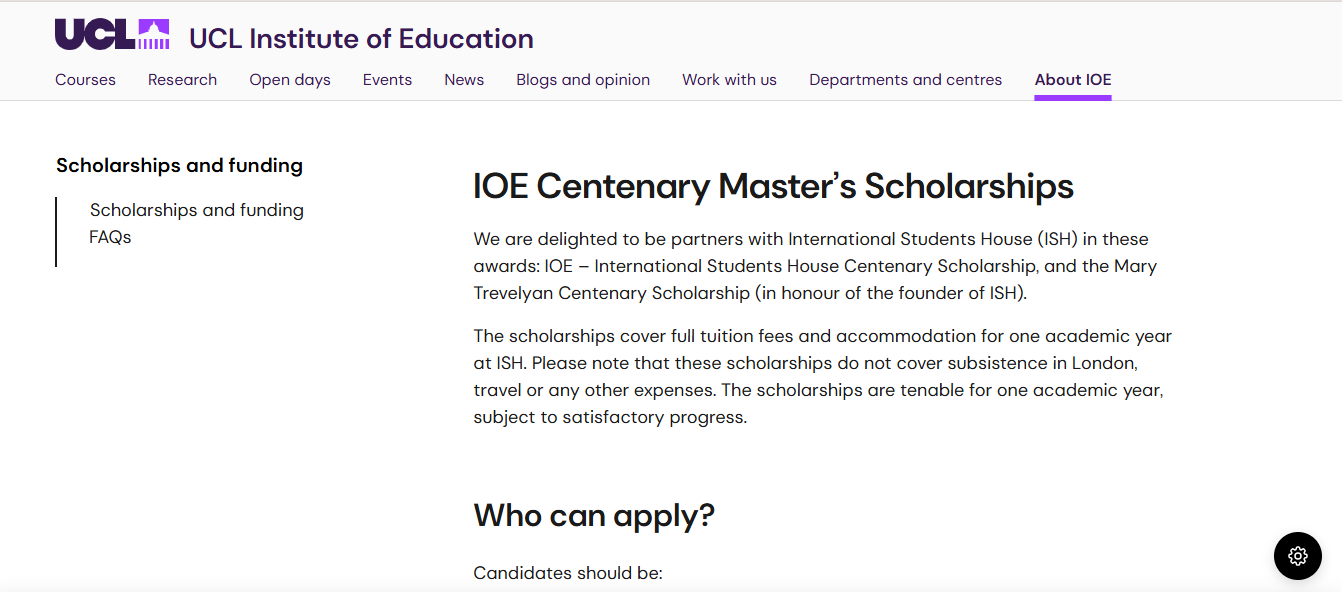 IOE Centenary Master’s Scholarships