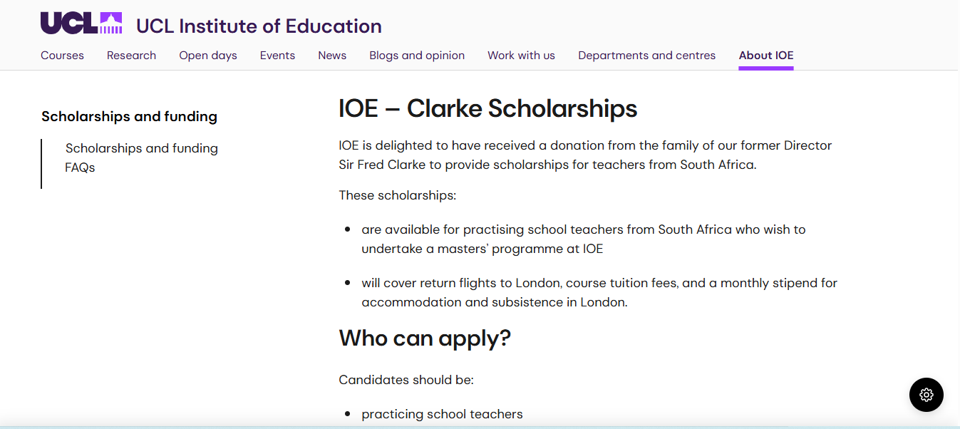 IOE - Clarke Scholarships 2026
