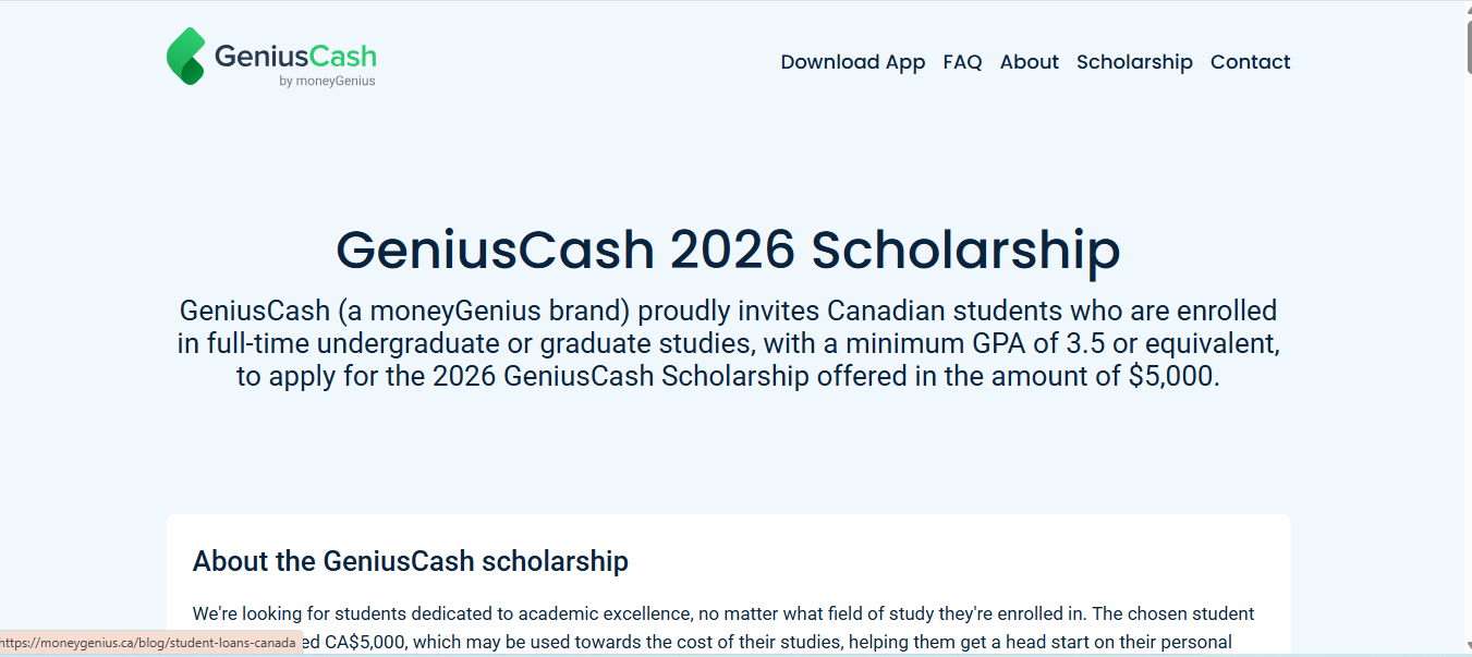 GeniusCash 2026 Scholarship