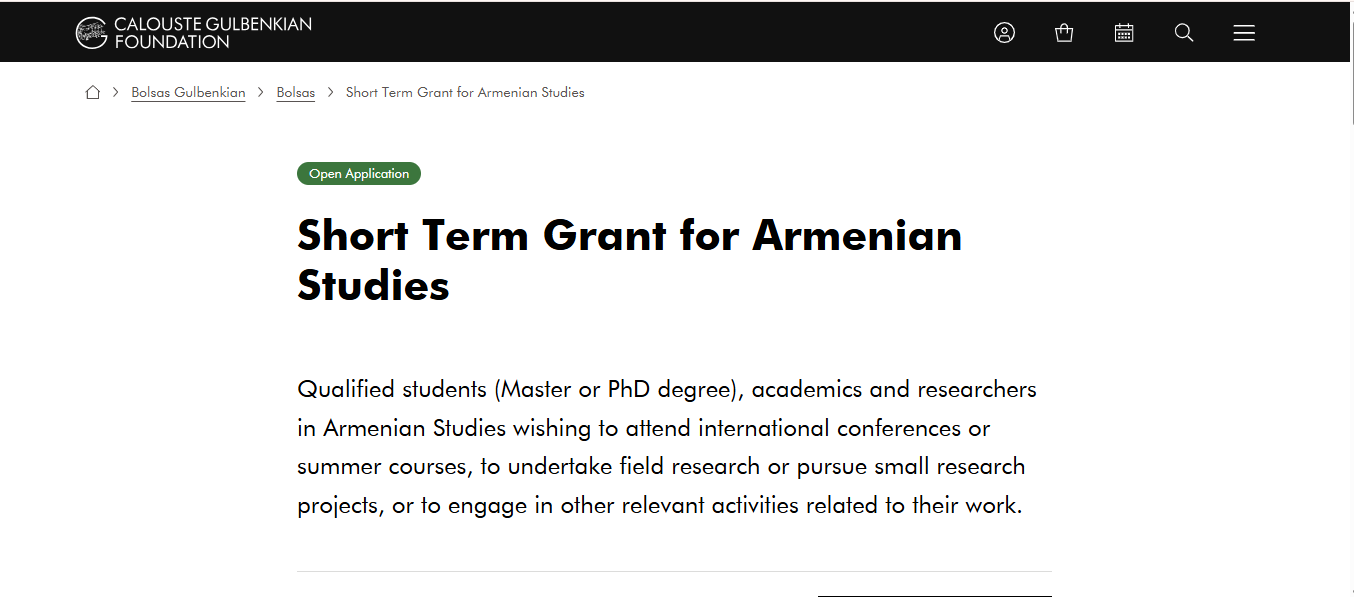 Short Term Grant for Armenian Studies