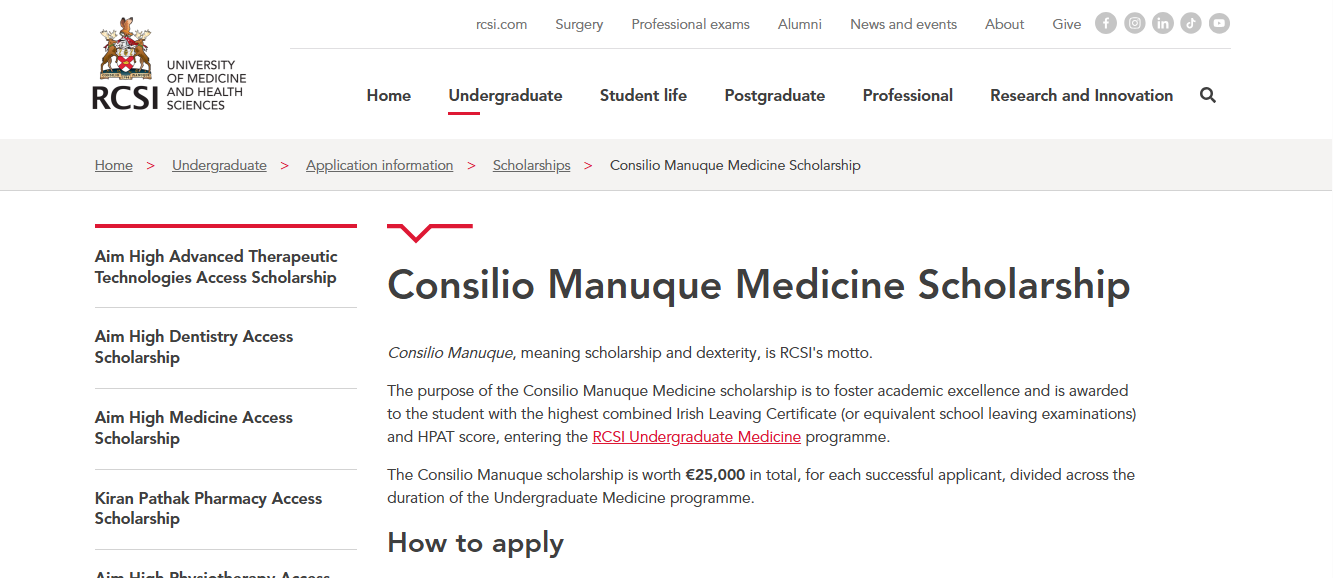 Consilio Manuque Medicine Scholarship