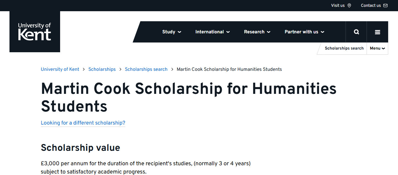 Martin Cook Scholarship for Humanities Students