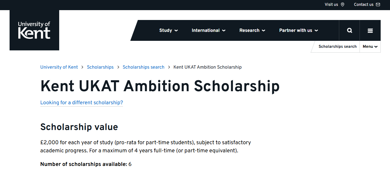Kent UKAT Ambition Scholarship 2026