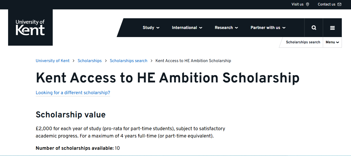 Kent Access to HE Ambition Scholarship